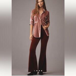 Anthropologie Flared Chenille Trousers